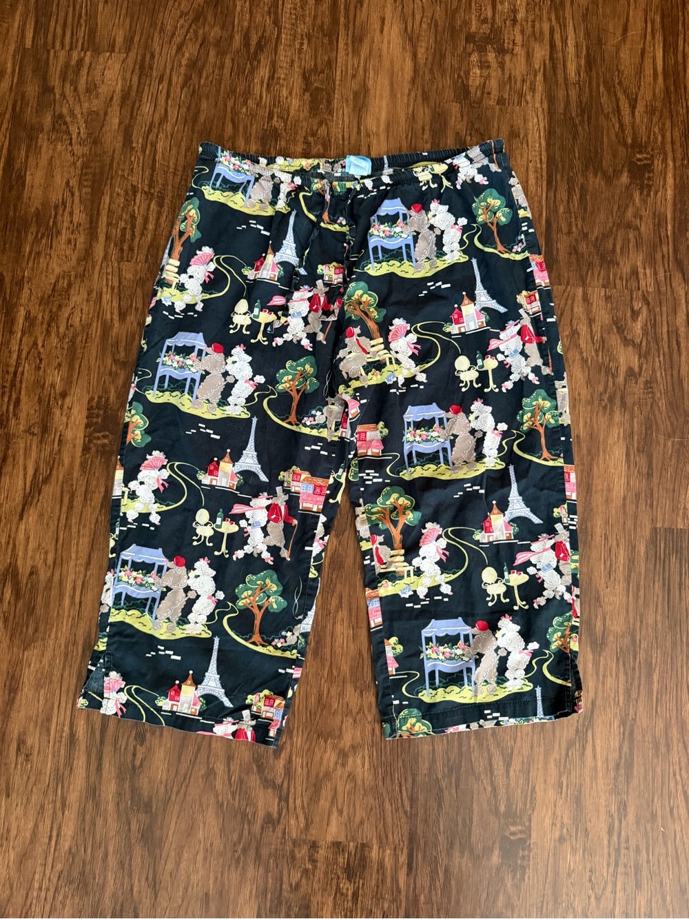 Nick & Nora poodles in Paris 100% cotton capri pajama pants size medium